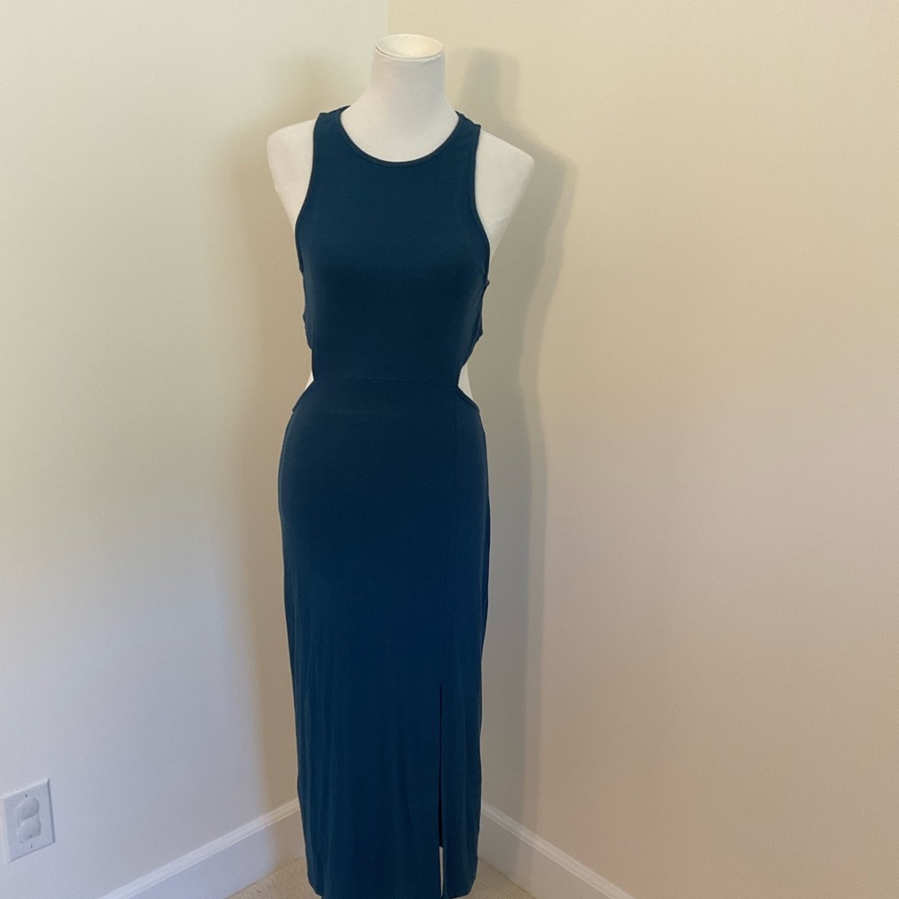 NWT Bordeaux Blue Ribbed Knit Maxi Dress